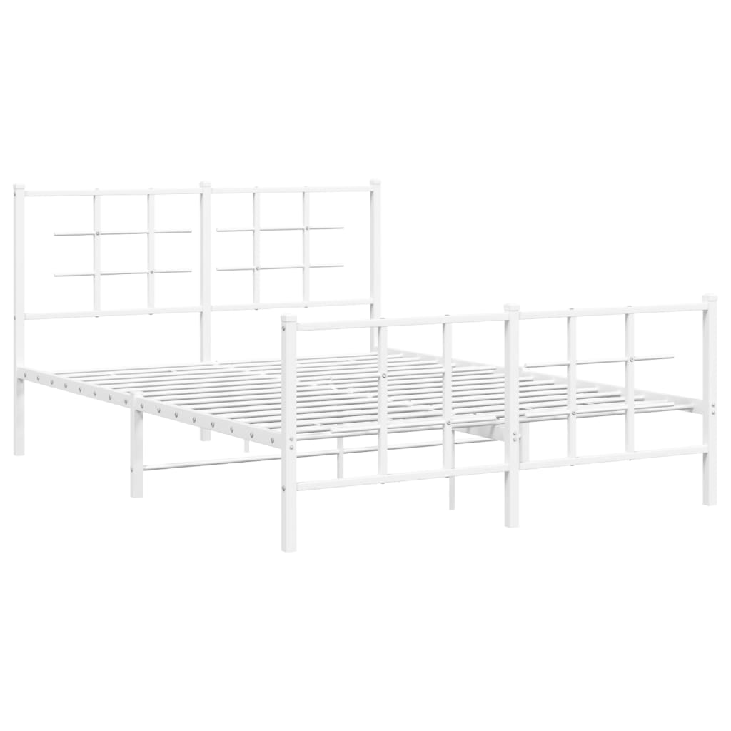 vidaXL fehér fém ágykeret fej- és lábtámlával 140x200 cm
