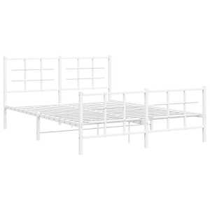 Kovový rám postele s hlavovým a nožním čelem bílý 150 x 200 cm - obrázek 3