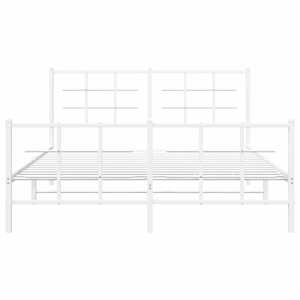 Kovový rám postele s hlavovým a nožním čelem bílý 150 x 200 cm - obrázek 5