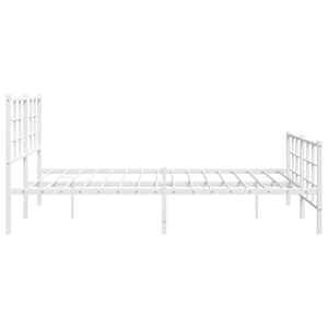 Kovový rám postele s hlavovým a nožním čelem bílý 150 x 200 cm - obrázek 6