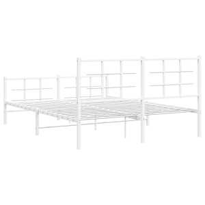 Kovový rám postele s hlavovým a nožním čelem bílý 150 x 200 cm - obrázek 7