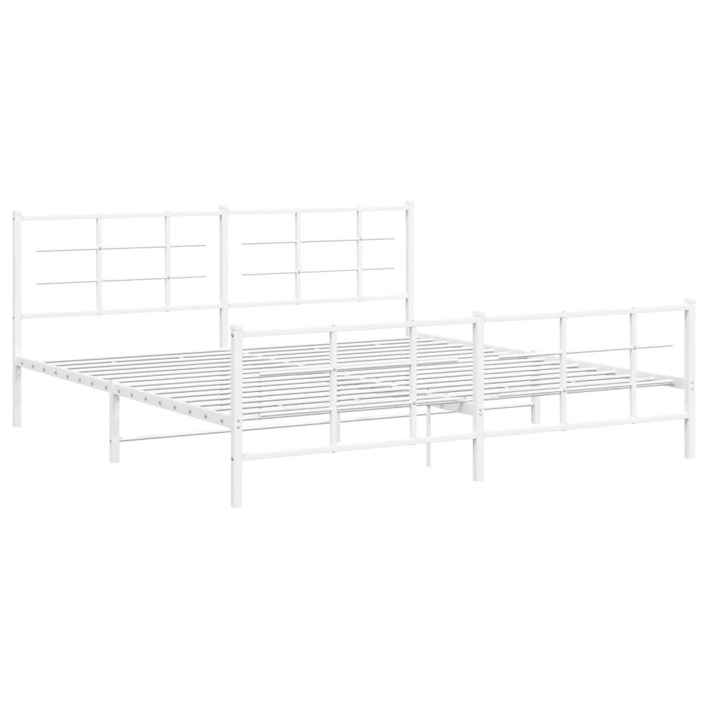 vidaXL Bedframe met hoofd- en voeteneinde metaal wit 200x200 cm afbeelding