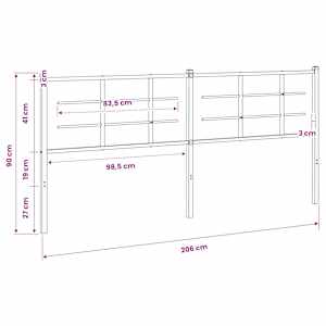 Kovové náhradní čelo postele bílé 200 cm - obrázek 6