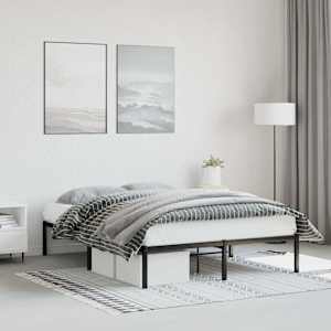 Kovinski posteljni okvir črn 135x190 cm
