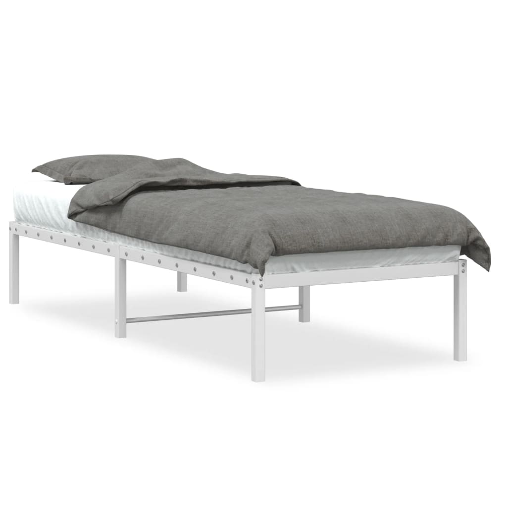 vidaXL Cadru pat metalic, alb, 75x190 cm