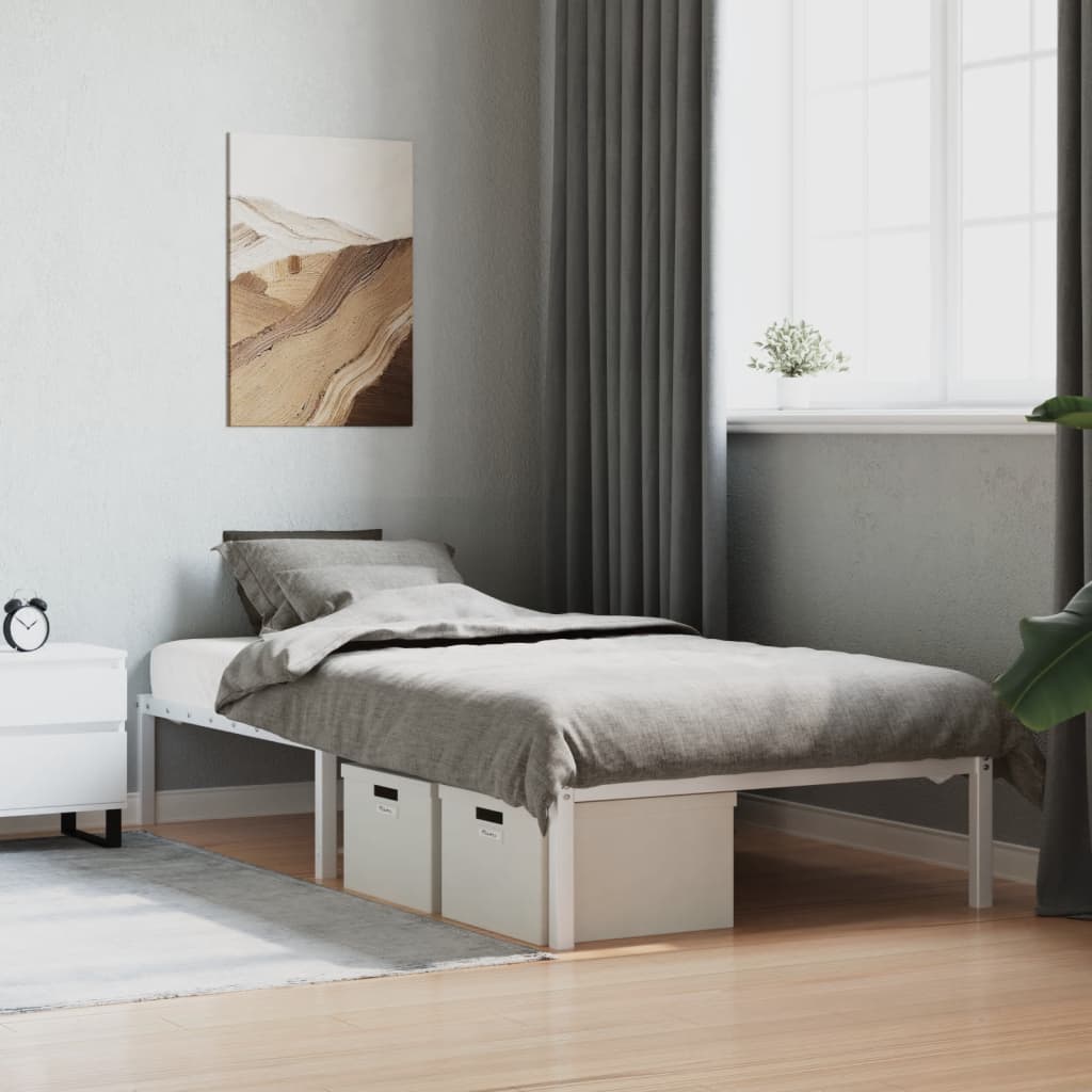 vidaXL Cadru pat metalic, alb, 107x203 cm