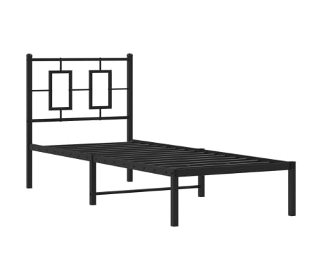 vidaXL Cadre de lit m&eacute;tal sans matelas avec t&ecirc;te de lit noir 75x190 cm