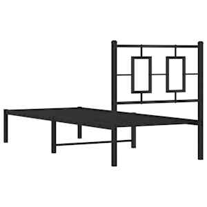 Kovový rám postele s čelem černý 75 x 190 cm - obrázek 7