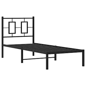 vidaXL Cadre de lit m&eacute;tal sans matelas avec t&ecirc;te de lit noir 75x190 cm