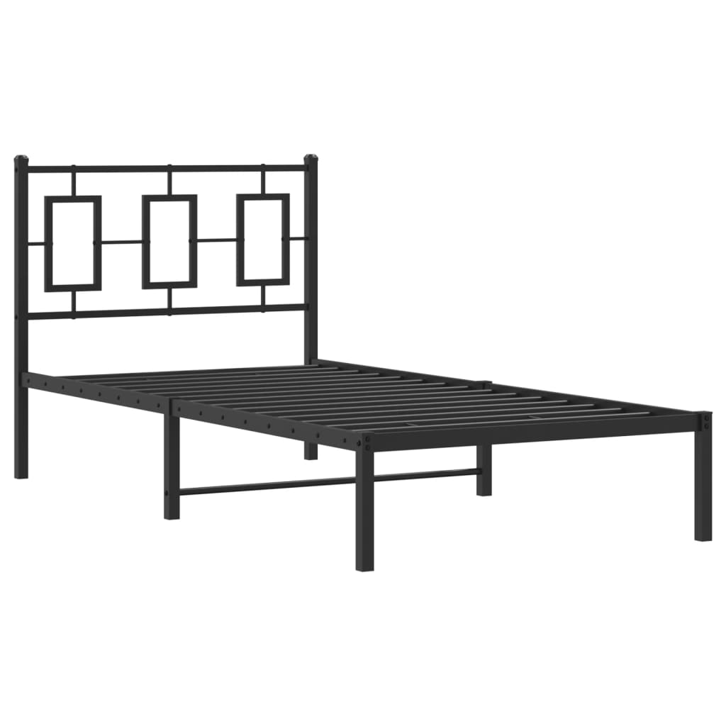vidaXL Bedframe met hoofdbord metaal zwart 90x200 cm afbeelding