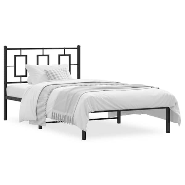 vidaXL metallist voodiraam peatsiga, must, 100x200 cm