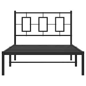 Kovový rám postele s čelem černý 100 x 200 cm - obrázek 4