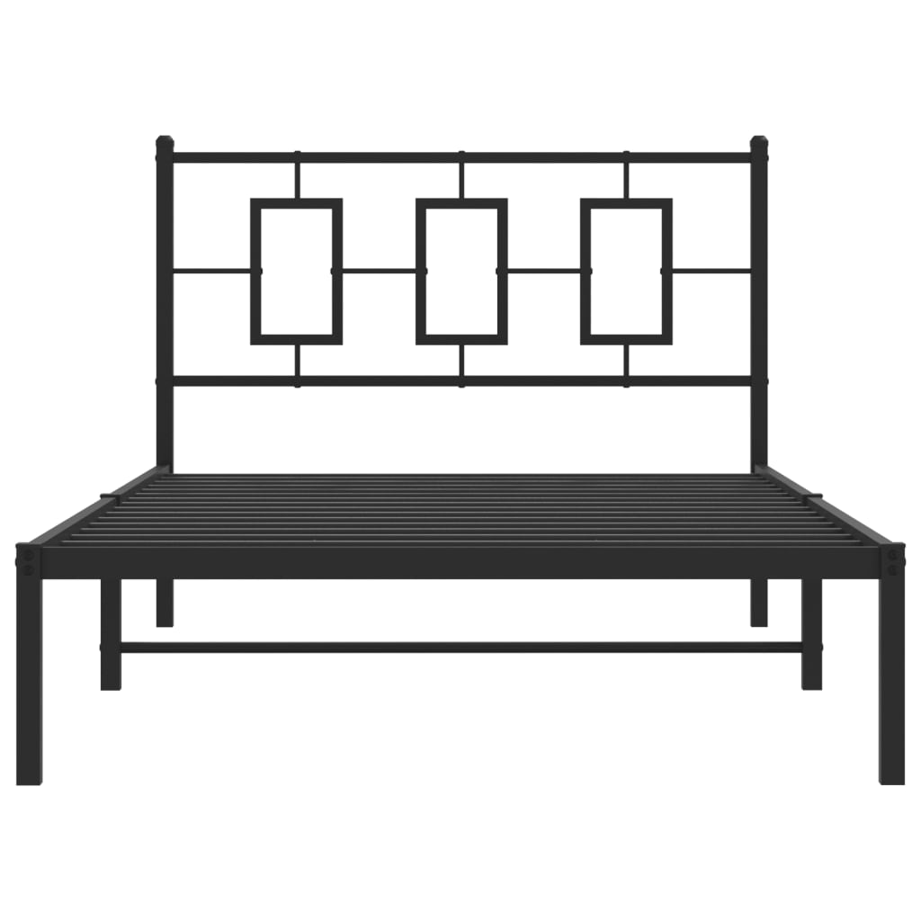 vidaXL Bedframe met hoofdbord metaal zwart 107x203 cm, foto 4