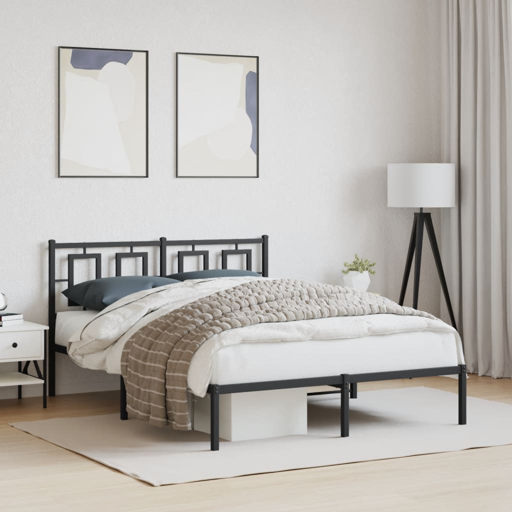 Sengeramme Uden Madras Med Fodgærde - Sort / med hovedgærde / 135 x 190 cm