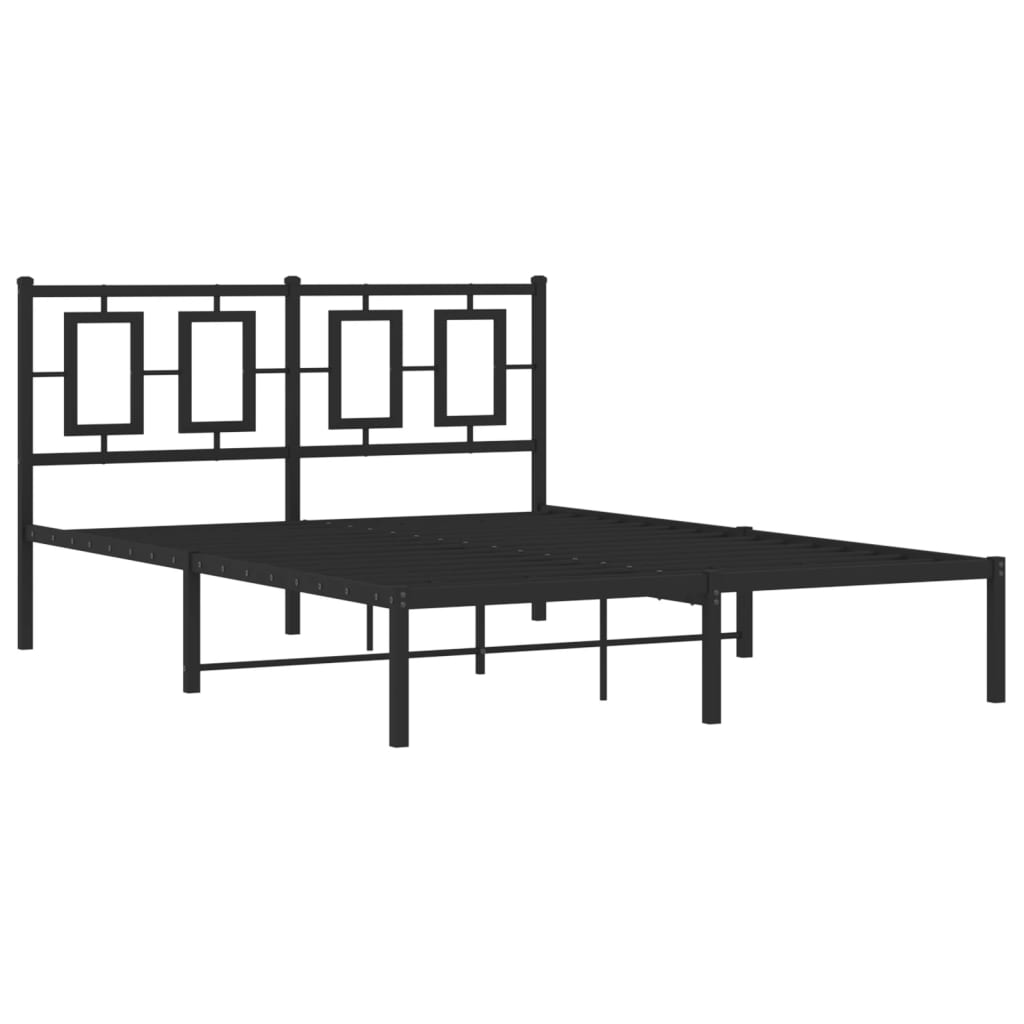 vidaXL Bedframe met hoofdbord metaal zwart 140x190 cm afbeelding
