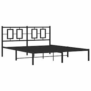 Kovový rám postele s čelem černý 150 x 200 cm - obrázek 3