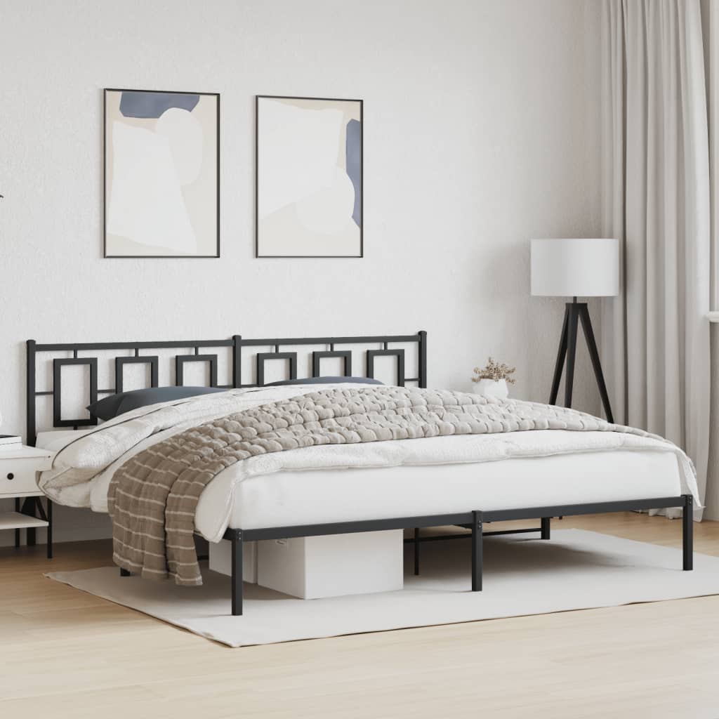 vidaXL sengeramme med sengegavl 193x203 cm metal sort
