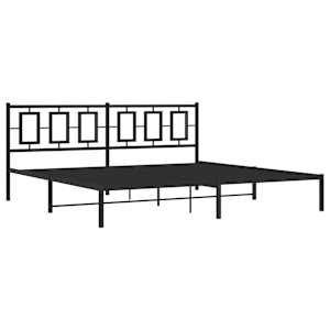 Kovový rám postele s čelem černý 200 x 200 cm - obrázek 3