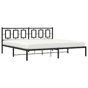 Kovový rám postele s čelem černý 200 x 200 cm - obrázek 4