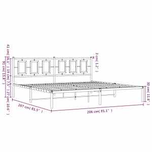 Kovový rám postele s čelem černý 200 x 200 cm - obrázek 10