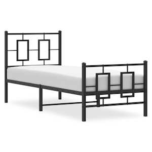 Kovový rám postele s hlavovým a nožním čelem černý 75 x 190 cm - obrázek 4