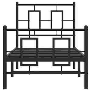 Kovový rám postele s hlavovým a nožním čelem černý 75 x 190 cm - obrázek 5