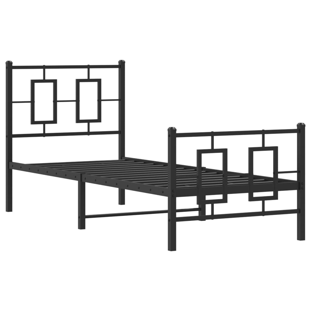 vidaXL Kovový rám postele s čelom a podnožkou čierny 80x200 cm