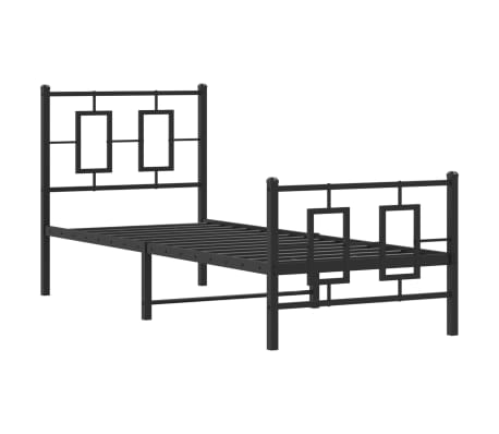 vidaXL Cadru pat metalic cu tăblii de cap/picioare, negru, 80x200 cm
