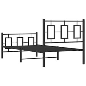 Kovový rám postele s hlavovým a nožním čelem černý 90 x 190 cm - obrázek 7