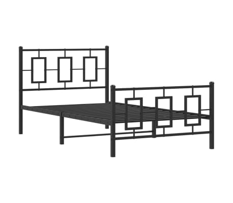 vidaXL Bettgestell mit Kopf- und Fu&szlig;teil Metall Schwarz 100x190 cm