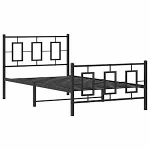 Kovový rám postele s hlavovým a nožním čelem černý 100 x 200 cm - obrázek 3