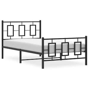 Kovový rám postele s hlavovým a nožním čelem černý 100 x 200 cm - obrázek 4