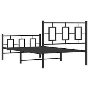 Kovový rám postele s hlavovým a nožním čelem černý 100 x 200 cm - obrázek 7