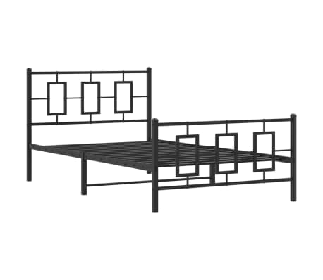 vidaXL Estrutura de cama com cabeceira e p&eacute;s 107x203 cm metal preto