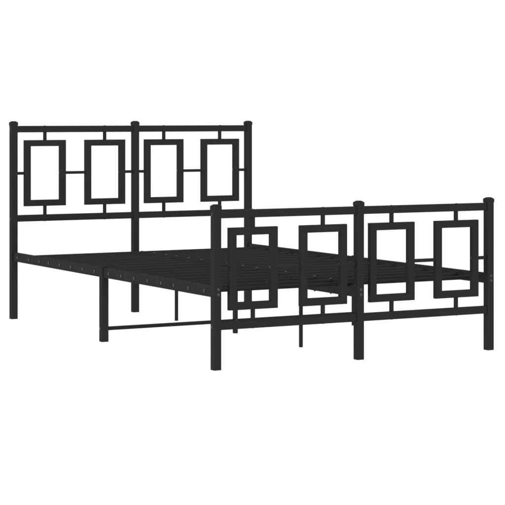 vidaXL Bedframe met hoofd- en voeteneinde metaal zwart 120x190 cm afbeelding