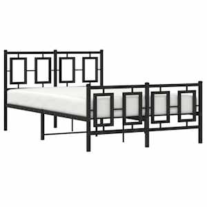 Kovový rám postele s hlavovým a nožním čelem černý 120 x 190 cm - obrázek 4