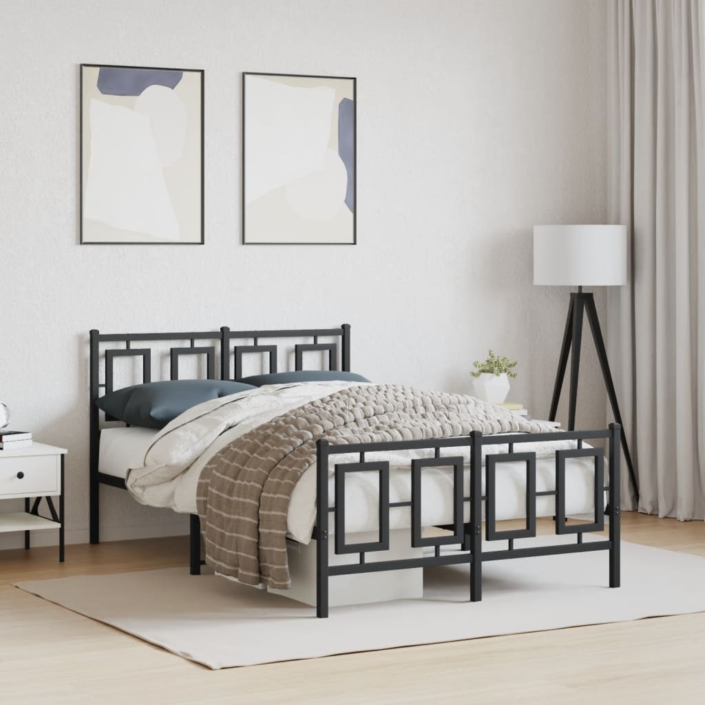 Sengeramme Uden Madras Med Fodgærde - Sort / med hovedgærde og fodgærde / 120 x 190 cm