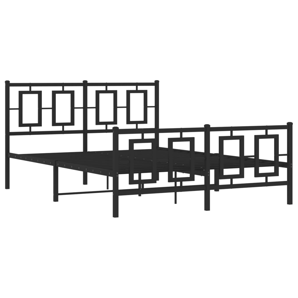 vidaXL Bedframe met hoofd- en voeteneinde metaal zwart 135x190 cm afbeelding