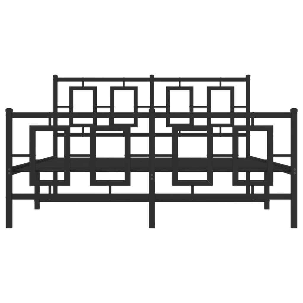 vidaXL Bedframe met hoofd- en voeteneinde metaal zwart 135x190 cm, foto 4