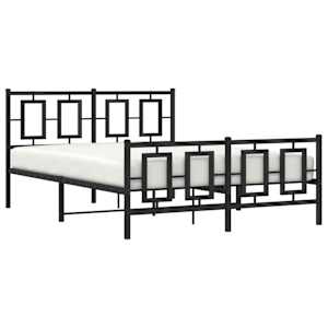 Kovový rám postele s hlavovým a nožním čelem černý 135 x 190 cm - obrázek 4