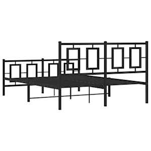 Kovový rám postele s hlavovým a nožním čelem černý 135 x 190 cm - obrázek 7
