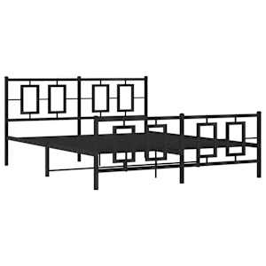 Kovový rám postele s hlavovým a nožním čelem černý 150 x 200 cm - obrázek 3
