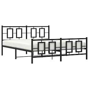 Kovový rám postele s hlavovým a nožním čelem černý 150 x 200 cm - obrázek 4