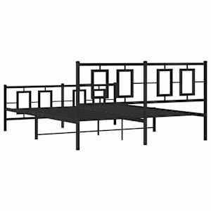 Kovový rám postele s hlavovým a nožním čelem černý 150 x 200 cm - obrázek 7