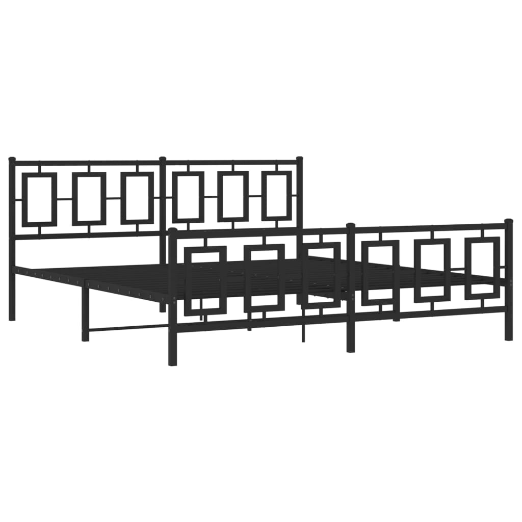 vidaXL Bedframe met hoofd- en voeteneinde metaal zwart 183x213 cm afbeelding