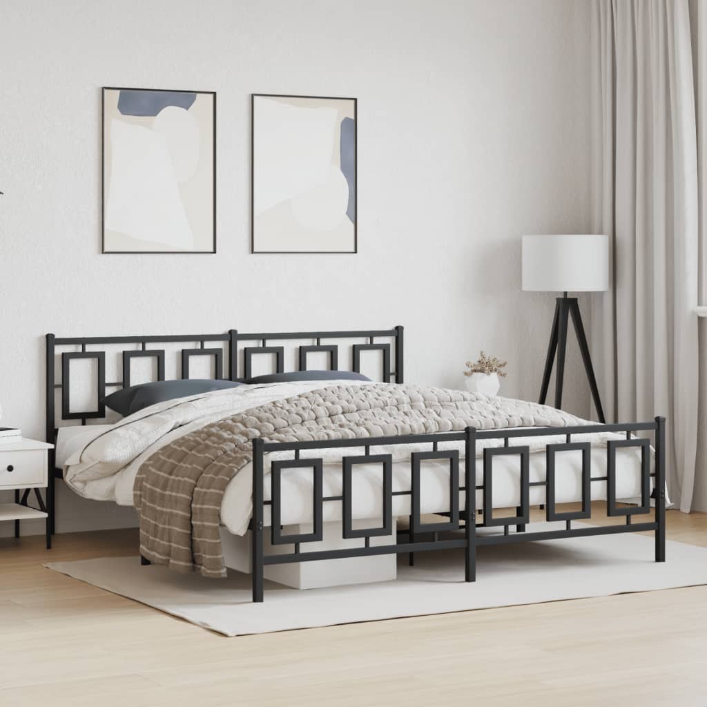 Sengeramme Uden Madras Med Fodgærde - Sort / med hovedgærde og fodgærde / 183 x 213 cm