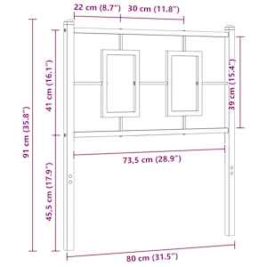 Kovové náhradní čelo postele černé 75 cm - obrázek 7
