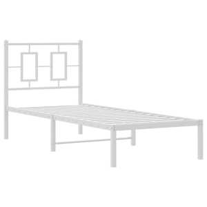 Kovový rám postele bez matrace s čelem bílý 75 x 190 cm - obrázek 3