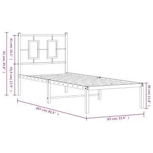 Kovový rám postele s čelem bílý 80 x 200 cm - obrázek 10