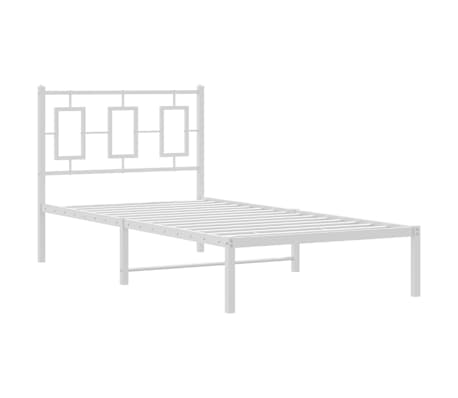 vidaXL Cadre de lit m&eacute;tal sans matelas avec t&ecirc;te de lit blanc 90x200cm
